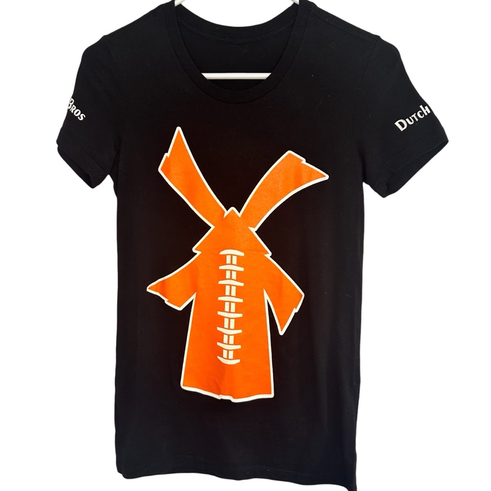 Dutch Bros Women’s Black T Orange Since 92 Windmill No Size Tag (SMALL) SO CUTE